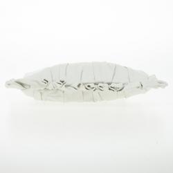 Pre Owned Dolce and Gabbana White Pleated Leather Ruffle Zip Clutch
