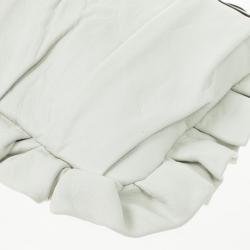 Pre Owned Dolce and Gabbana White Pleated Leather Ruffle Zip Clutch