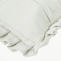 Pre Owned Dolce and Gabbana White Pleated Leather Ruffle Zip Clutch