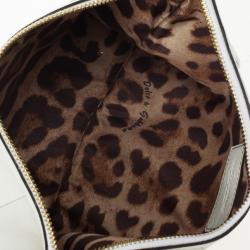 Pre Owned Dolce and Gabbana White Pleated Leather Ruffle Zip Clutch