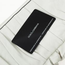 Pre Owned Dolce and Gabbana White Pleated Leather Ruffle Zip Clutch