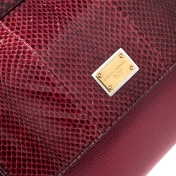 Pre Owned  حقيبة دولتشي أند غابانا ميس سيسيلي كبيرة يد علوية جلد ثعبان، و جلد أحمر