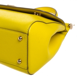 Pre Owned حقيبة دولتشي أند غابانا ميس سيسيلي متوسطة يد علوية جلد داوفين أصفر 