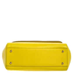 Pre Owned حقيبة دولتشي أند غابانا ميس سيسيلي متوسطة يد علوية جلد داوفين أصفر 