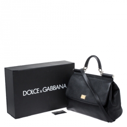 مملوكة مسبقًا حقيبة دولتشي أند غابانا ميس سيسيلي كبيرة يد علوية جلد أسود