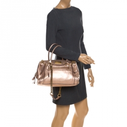 Dolce & Gabbana Metallic Pink Leather Miss Easy Way Boston Bag