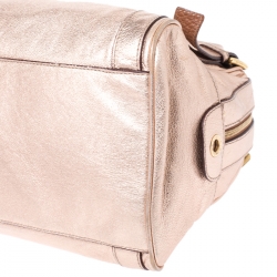 Dolce & Gabbana Metallic Pink Leather Miss Easy Way Boston Bag