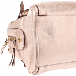 Dolce & Gabbana Metallic Pink Leather Miss Easy Way Boston Bag
