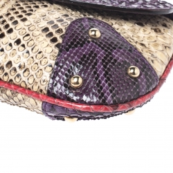 Dolce and Gabbana Multicolor Python D-Ring Flap Chain Hobo