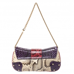 Dolce and Gabbana Multicolor Python D-Ring Flap Chain Hobo