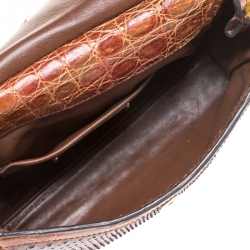 Pre Owned Dolce & Gabbana Multicolor Python and Crocodile Small Miss Sicily Top Handle Bag