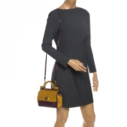 Pre Owned Dolce & Gabbana Multicolor Python and Crocodile Small Miss Sicily Top Handle Bag