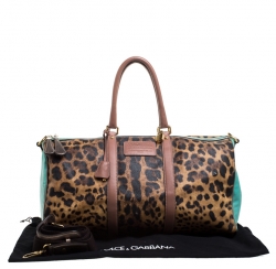 Dolce & Gabbana Multicolor Leopard Print Coated Canvas and Leather Miss Escape Duffle Bag
