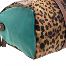 Dolce & Gabbana Multicolor Leopard Print Coated Canvas and Leather Miss Escape Duffle Bag