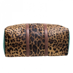 Dolce & Gabbana Multicolor Leopard Print Coated Canvas and Leather Miss Escape Duffle Bag