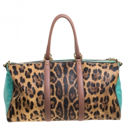 Dolce & Gabbana Multicolor Leopard Print Coated Canvas and Leather Miss Escape Duffle Bag