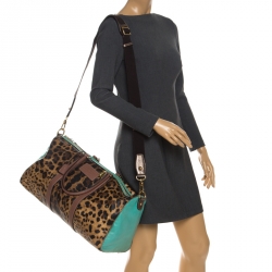 Dolce & Gabbana Multicolor Leopard Print Coated Canvas and Leather Miss Escape Duffle Bag