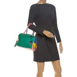 Pre Owned Dolce & Gabbana Multicolor Leather Lily Glam Bowler Bag