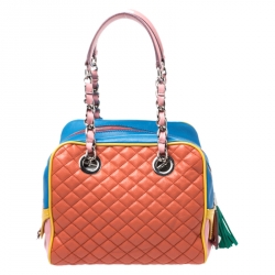 Pre Owned Dolce & Gabbana Multicolor Leather Lily Glam Bowler Bag