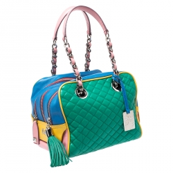 Pre Owned Dolce & Gabbana Multicolor Leather Lily Glam Bowler Bag