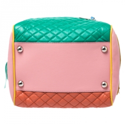 Pre Owned Dolce & Gabbana Multicolor Leather Lily Glam Bowler Bag