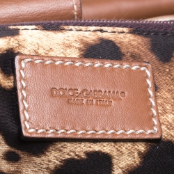 مملوكة مسبقًا Dolce & Gabbana Brown Pleated Leather Large Miss Sicily Top Handle Bag