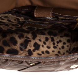 مملوكة مسبقًا Dolce & Gabbana Brown Pleated Leather Large Miss Sicily Top Handle Bag