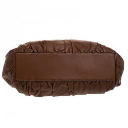 مملوكة مسبقًا Dolce & Gabbana Brown Pleated Leather Large Miss Sicily Top Handle Bag