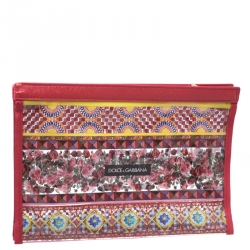 Pre Owned Dolce & Gabbana Red Printed PVC Swimsuit Pouch