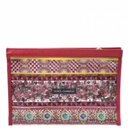 Pre Owned Dolce & Gabbana Red Printed PVC Swimsuit Pouch