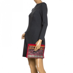 Pre Owned Dolce & Gabbana Red Printed PVC Swimsuit Pouch