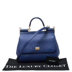 Pre Owned حقيبة دولتشي أند غابانا ميس سيسيلي متوسطة يد علوية جلد أزرق