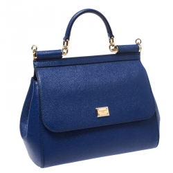 Pre Owned حقيبة دولتشي أند غابانا ميس سيسيلي متوسطة يد علوية جلد أزرق