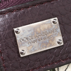 Pre Owned Dolce & Gabbana Burgundy Leather Double Zip Clutch