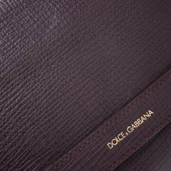 Pre Owned Dolce & Gabbana Burgundy Leather Double Zip Clutch