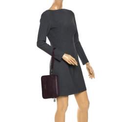 Pre Owned Dolce & Gabbana Burgundy Leather Double Zip Clutch