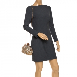 Pre Owned حقيبة كلتش دولتشي اند غابانا بإطار وقفل مرصعة كريستال وترتر ذهبية