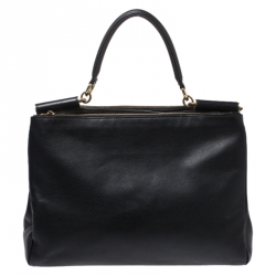 Pre Owned Dolce & Gabbana Black Leather Miss Sicily Top Handle Bag