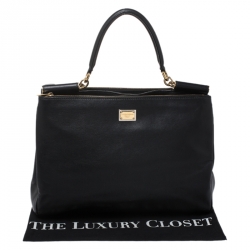 Pre Owned Dolce & Gabbana Black Leather Miss Sicily Top Handle Bag