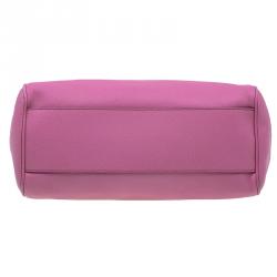 Pre Owned Dolce and Gabbana Pink Leather Large Miss Sicily Tote