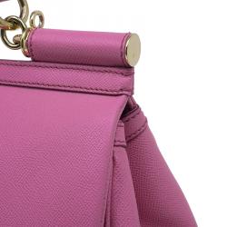 Pre Owned Dolce and Gabbana Pink Leather Large Miss Sicily Tote