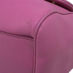 Pre Owned Dolce and Gabbana Pink Leather Large Miss Sicily Tote