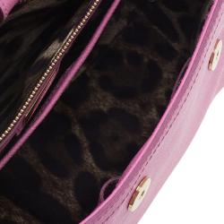 Pre Owned Dolce and Gabbana Pink Leather Large Miss Sicily Tote