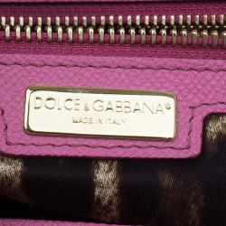 Pre Owned Dolce and Gabbana Pink Leather Large Miss Sicily Tote