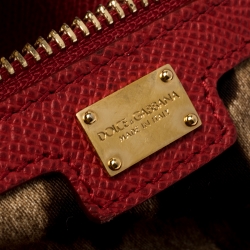 Pre Owned Dolce & Gabbana Red Leather Large Miss Sicily Top Handle Bag