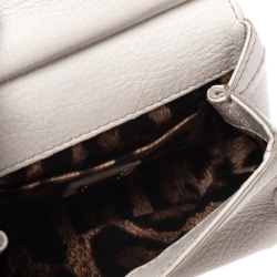 Pre Owned Dolce & Gabbana Off White Leather Micro Miss Sicily Top Handle Bag