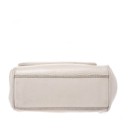 Pre Owned Dolce & Gabbana Off White Leather Micro Miss Sicily Top Handle Bag