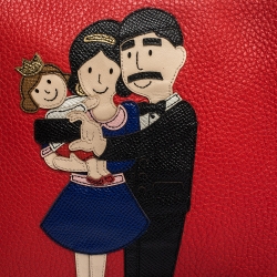 مملوكة مسبقًا Dolce & Gabbana Red Leather Family Patch Crossbody Bag