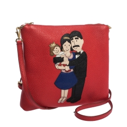 مملوكة مسبقًا Dolce & Gabbana Red Leather Family Patch Crossbody Bag