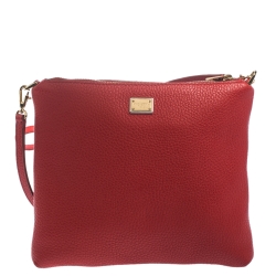 مملوكة مسبقًا Dolce & Gabbana Red Leather Family Patch Crossbody Bag